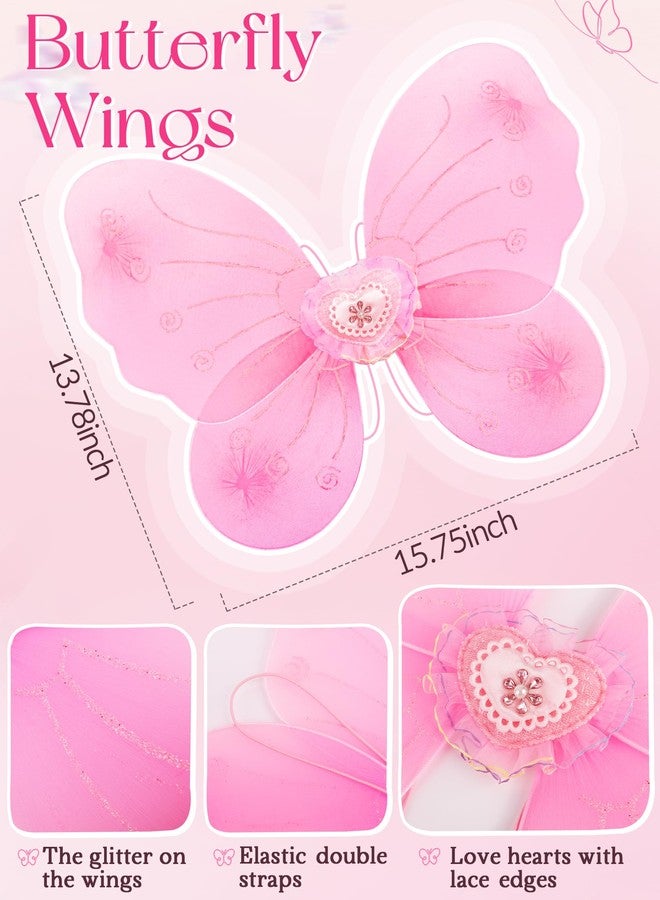 VEKDA 4 Pack Fairy Costume for Girls Butterfly Wings Kids Princess Costume Set with Tutu Skirt,Headband,Fairy Wings and Wand - Image 2